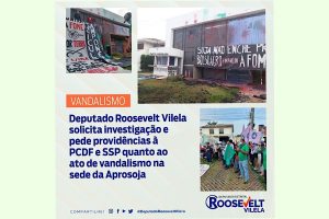 Deputado Roosevelt Vilela solicita investigação e pede providências à PCDF e SSP quanto ao ato de vandalismo na sede da Aprosoja