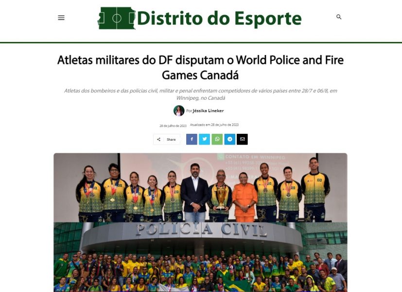 Distrito do Esporte: Atletas militares do DF disputam o World Police and Fire Games Canadá